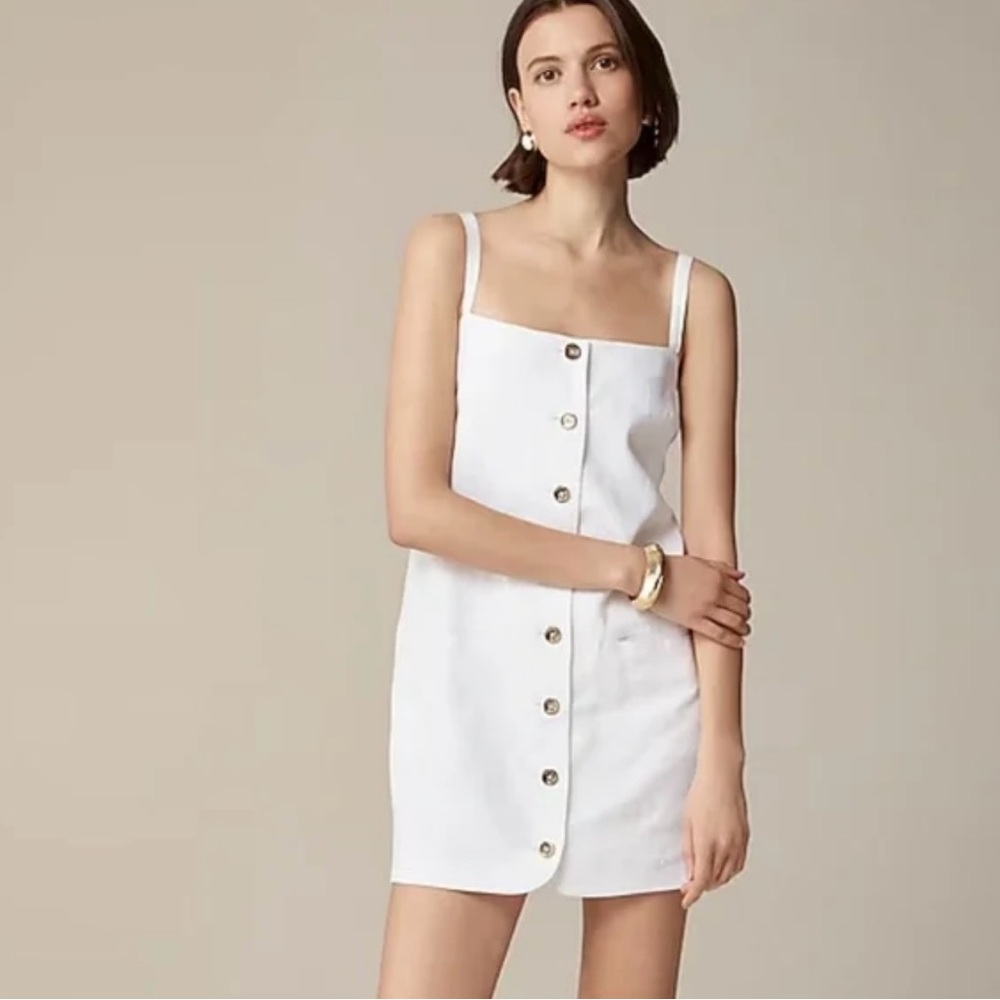 J. Crew Claudia Dress in White Linen – Size Large NWT